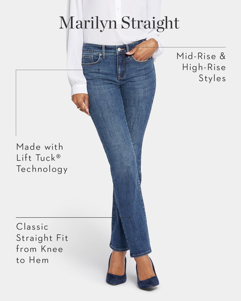 NYDJ Womens Petite Size Marilyn Straight Leg Jeans, Cooper, 6P - Image 2